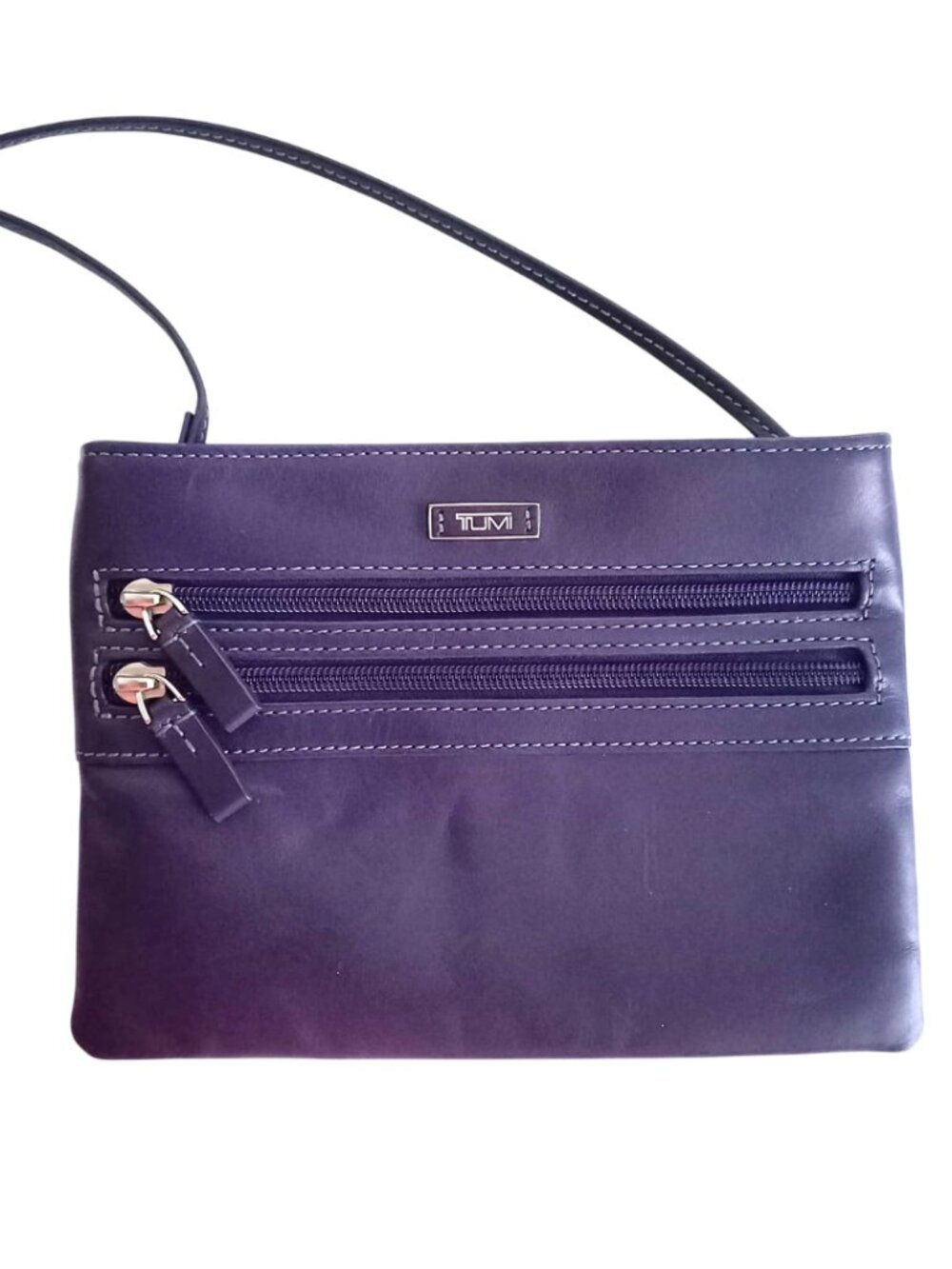 Tumi Purple Multi-Zip Small Crossbody Bag - Lightweight Travel Pouch
